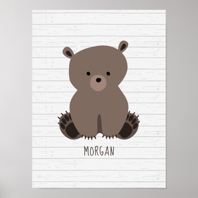 Baby Bear Wood Personalisierte Kinderzimmer Artwor Poster (Vorne)