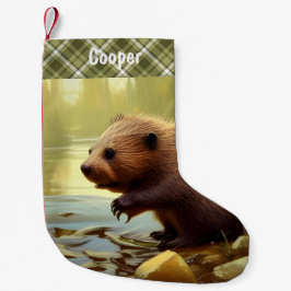 Baby Beaver Wildlife Portrait Personalisiert Kleiner Weihnachtsstrumpf