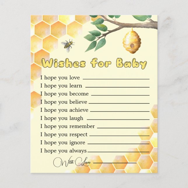 Baby Bee Baby Shower wünscht eine Babykarte (Vorderseite)