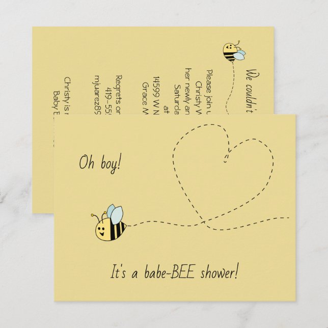 Baby Bee Boy Shower Einladung (Vorne/Hinten)