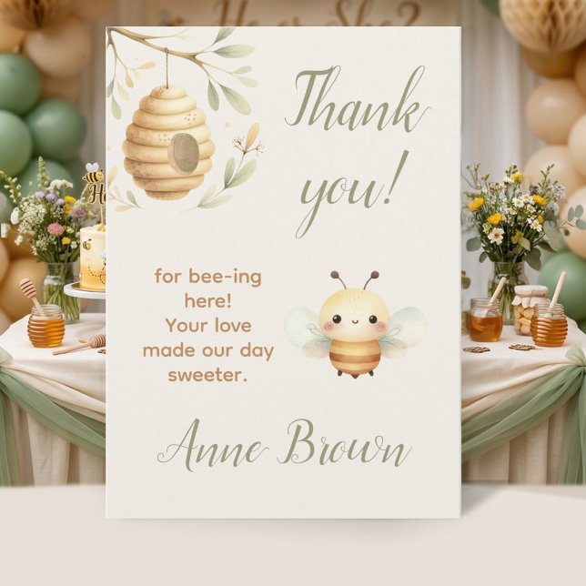 Baby Bee Danke fürs Da-Sein (He or She? What Will Baby Bee? Thank You Card Honey Bee Baby Shower Bee-ing)
