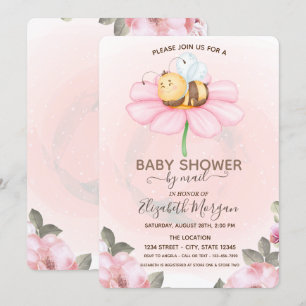 Baby Bee Floral Baby Shower Einladung