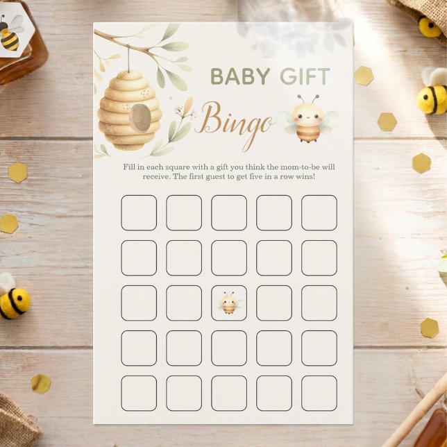 Baby Bee Geschenk Bingo Er oder Sie Geschlechtsent (Baby Gift Bingo Baby Shower Game. He or She? What Will Baby Bee? Gender Reveal)