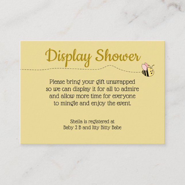 Baby Bee Girl Enclosure Card Begleitkarte (Vorderseite)