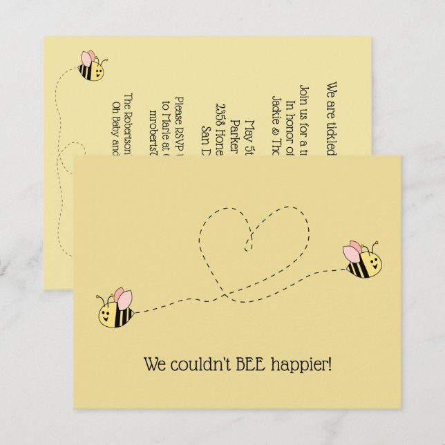 Baby Bee Girl Twins Einladung (Vorne/Hinten)