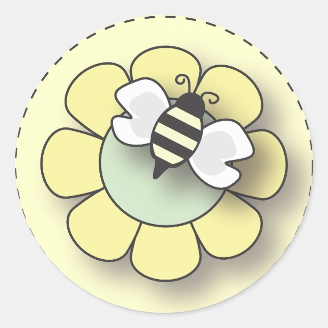 Baby Bee in neutralem Gelb Runder Aufkleber (Vorderseite)