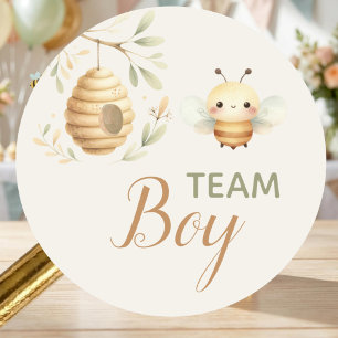Baby Bee Team Junge Er oder Sie Geschlechtsenthüll Runder Aufkleber