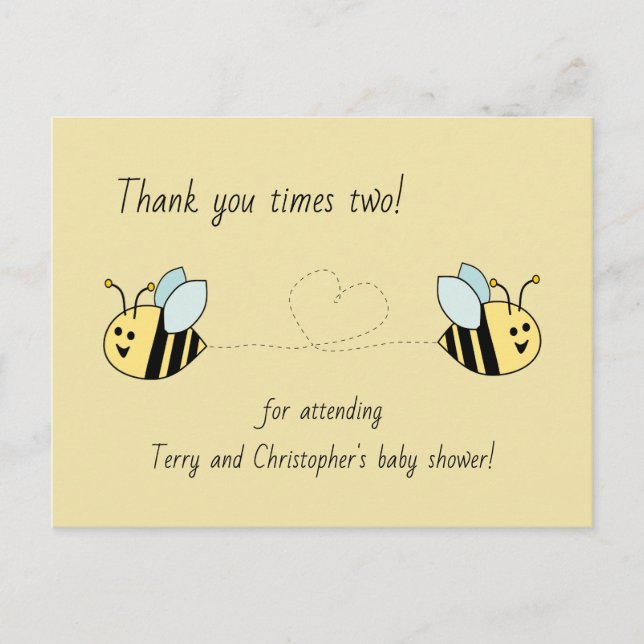 Baby Bee Twin Boys Vielen Dank Postkarte (Vorderseite)