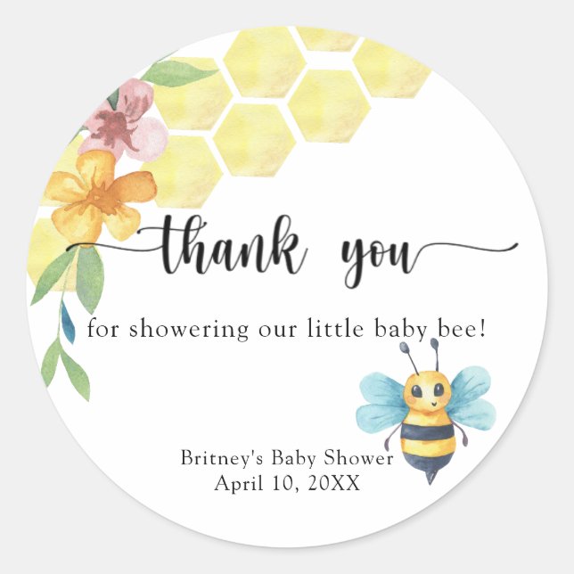 Baby Bee - vielen Dank Runder Aufkleber (Vorderseite)