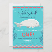 Baby Beluga Einladung zum 1. Geburtstag
