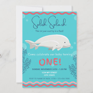 Baby Beluga Einladung zum 1. Geburtstag