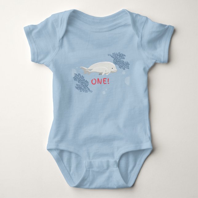 Baby Beluga Erstgeburtstag Bodysuit Baby Strampler (Vorderseite)
