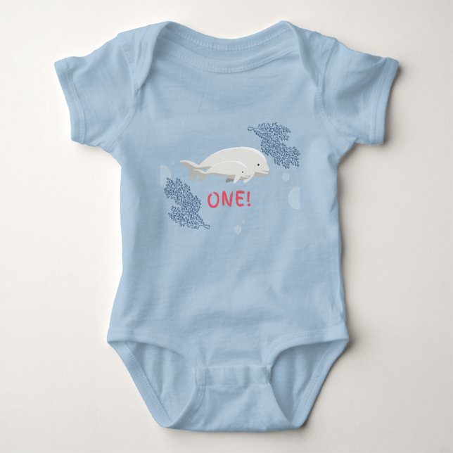 Baby Beluga Erstgeburtstag Bodysuit Strampler (Vorderseite)