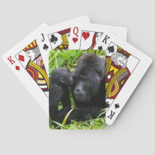 Baby-Berggorilla küsst Silberrücken-Gorilla Spielkarten