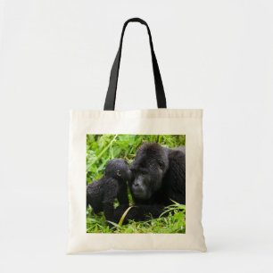 Baby-Berggorilla küsst Silberrücken-Gorilla Tragetasche