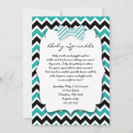 Baby besprühen aquamarine grüne schwarze Bowtie Einladung