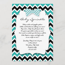 Baby besprühen aquamarine grüne schwarze Bowtie Einladung