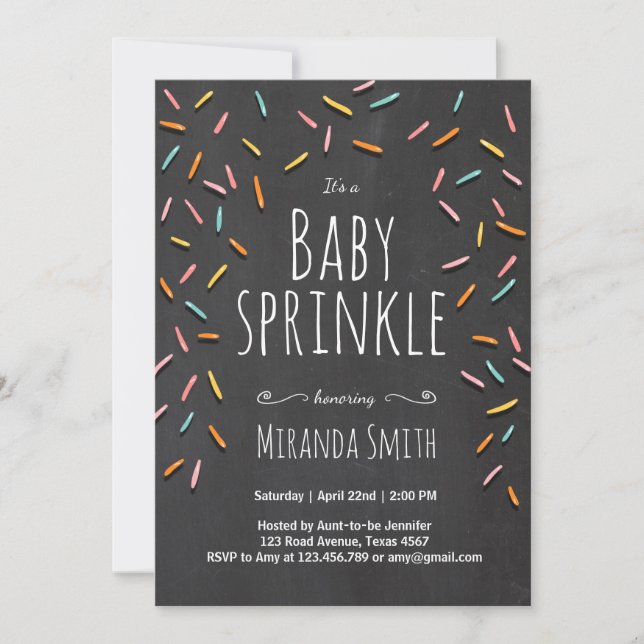 Baby besprühen Einladung besprüht Confetti-Kreide (Vorderseite)