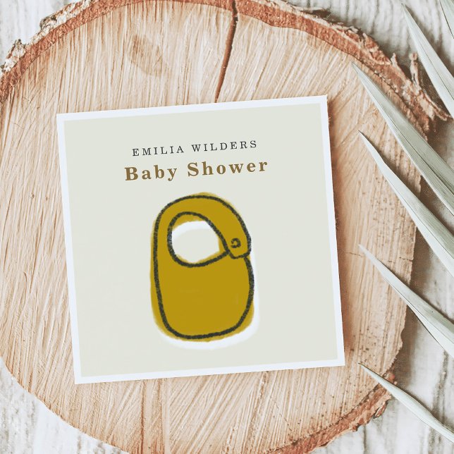 Baby Bib Illustration Baby Shower Paper Serviette (Baby Bib Newborn Illustration Baby Shower Paper Napkins)