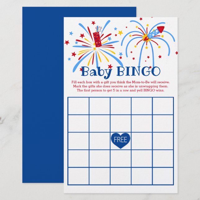 Baby Bingo 4. Juli Patriotic Baby Shower (Vorne/Hinten)