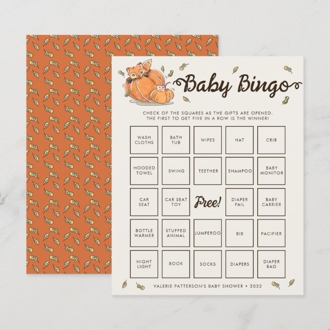Baby Bingo Autumn Baby Showspiel (Vorne/Hinten)