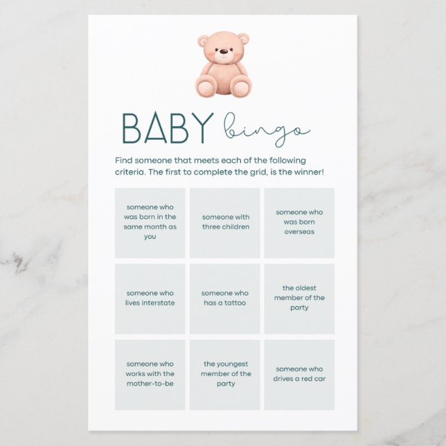 Baby Bingo | Baby Boy Showspiele (Vorderseite)