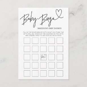 Baby-Bingo-Babyparty-Spiel-Karte Schwarzweiss Begleitkarte