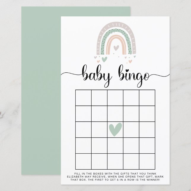 Baby Bingo Boho Rainbow Sage Showspiel (Vorne/Hinten)