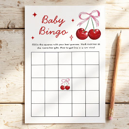 Baby Bingo Cherry on Top Bow Baby Shower Spiel