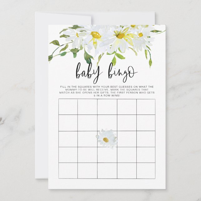 Baby Bingo Daisy Baby shower carte de jeu floral (Devant)
