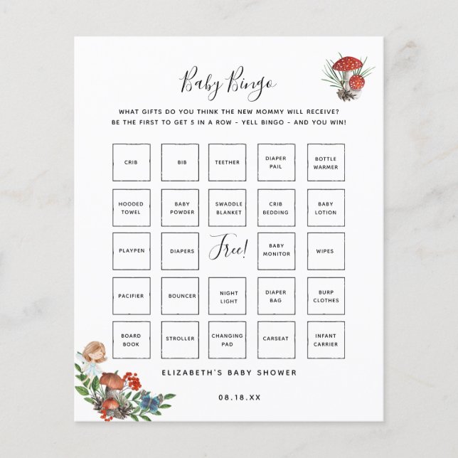 Baby Bingo | Enchanted Fairy Baby Shower Game (Vorderseite)