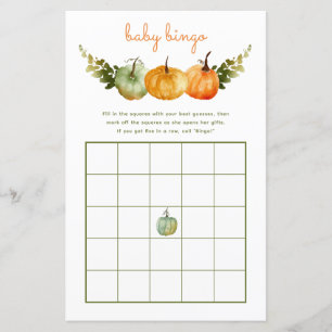 Baby Bingo Game November Pumpkin Fall Baby Dusche