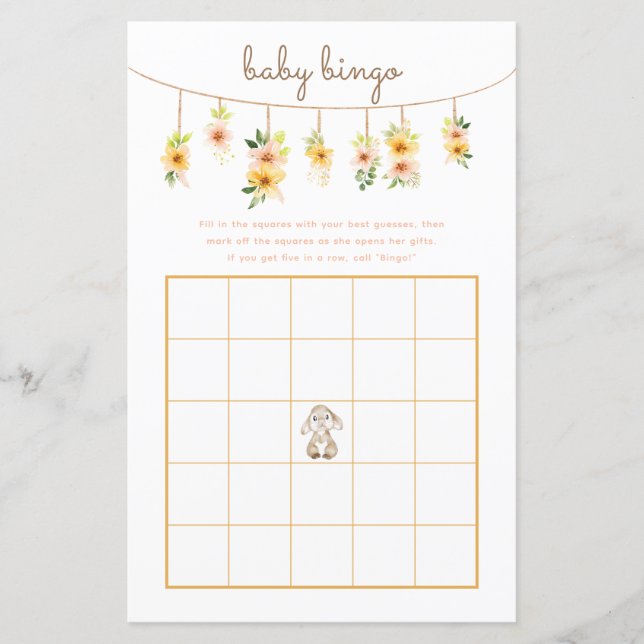 Baby Bingo Game - Ostersonnige Babydusche (Vorderseite)