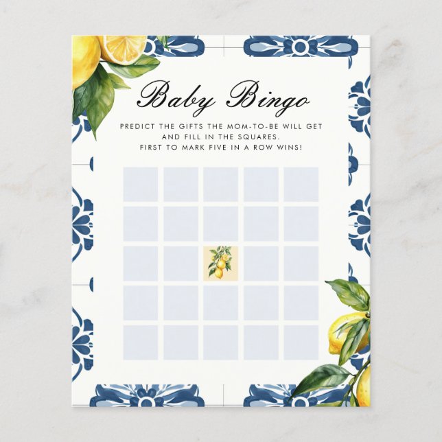 Baby Bingo Lemon Positano Baby Showspiel (Vorderseite)