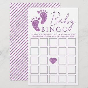 Baby Bingo Lila Glitzer Baby Feet Babydusche