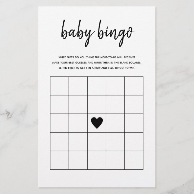 Baby Bingo Minimalistisch Baby Showspiel (Vorderseite)