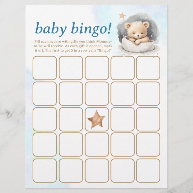 Baby Bingo & Name Race Teddy Bear Baby Showspiel Flyer (Vorne)