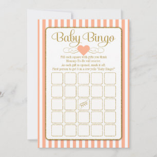 Baby Bingo Peach Gold Baby shower Cartes de jeu