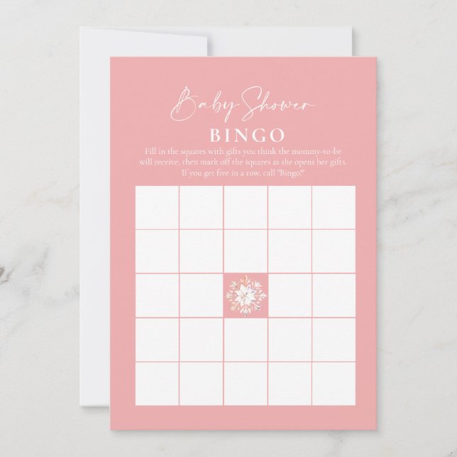 Baby Bingo Pink Winter Baby Showspiele Einladung (Vorderseite)