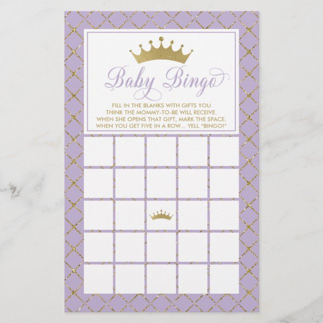 Baby Bingo, Princess Baby Shower Game Flyer (Vorne)