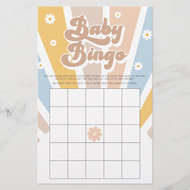 Baby Bingo Retro Sunshine Groovy Baby Showspiel (Vorderseite)