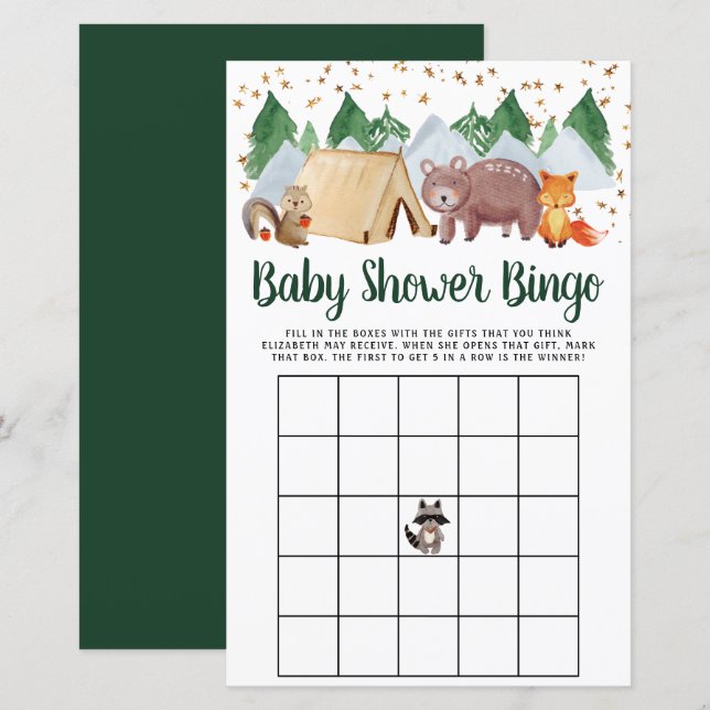 Baby Bingo Rustic Woodland Animals Showspiel (Vorne/Hinten)
