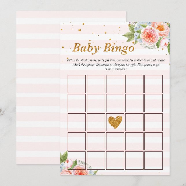 Baby-Bingo-Spiel Einladung (Vorne/Hinten)