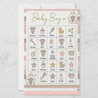 Baby-Bingo-Spiel mit rosa-grauen Streifen