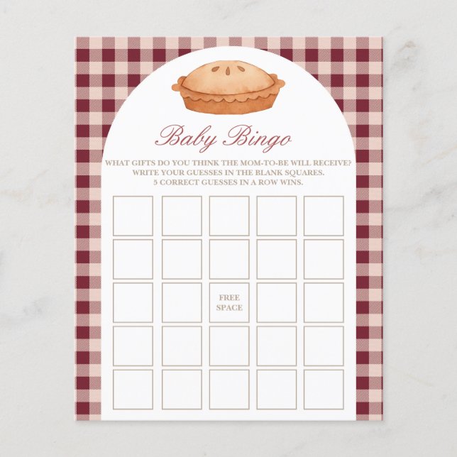 Baby Bingo Süsse Pie Baby Showspiel (Vorderseite)