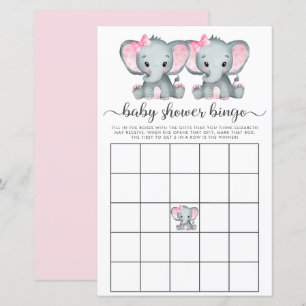 Baby Bingo Twin Girls Elephant Shower Game