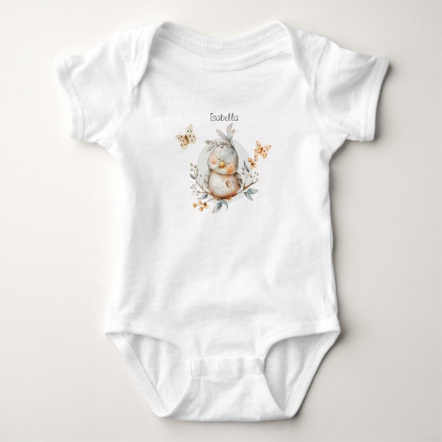 Baby Bird auf einer Wasserfarbe Baby Strampler (Vorderseite)