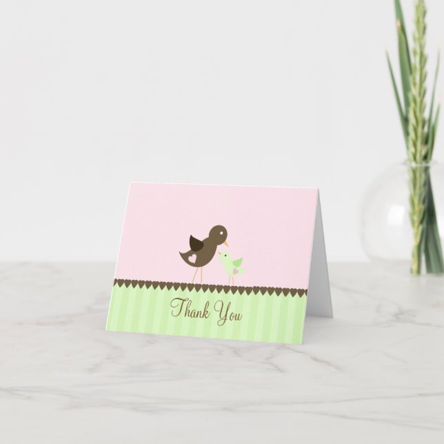 Baby Bird Baby shower Merci Carte de note (Devant)