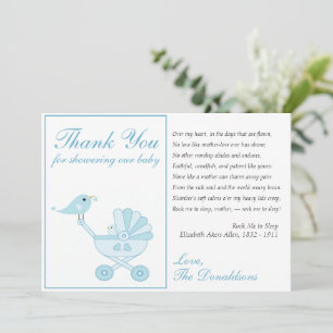 Baby Bird Blue Baby Dusche Danke Karte