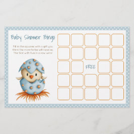 Baby Bird mit Blue Baby Dusche Bingo Card